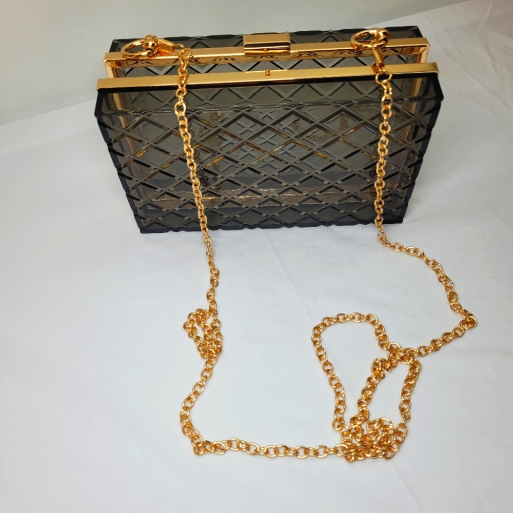Acrilic Transparent Gold Star Evening Bag Purses Clutch Banquet Handbag